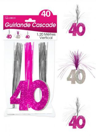 guirlande cascade 40 ans fuchsia 