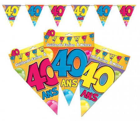 guirlande fanion 40 ans multicolore 