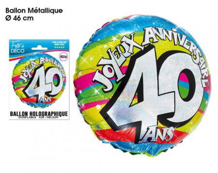 ballon 40 ans multicolore 