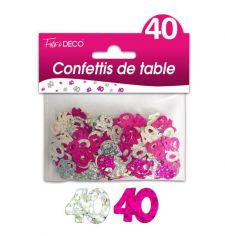 confettis de table 40 ans rose argent 