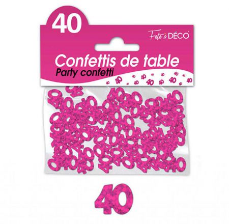 confettis de table 40 ans rose argent 