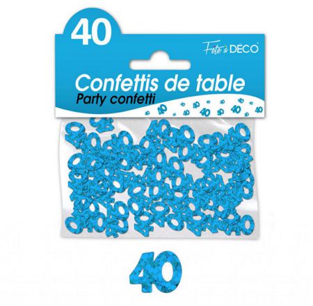 confettis de table 40 ans bleu 