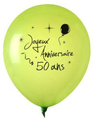 8 ballon anniversaire 50 ans vert 