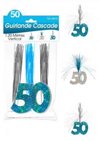 guirlande cascade 50 ans bleu  