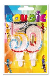 bougie 50 ans multicolore 