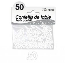 confettis de table 50 ans blanc 