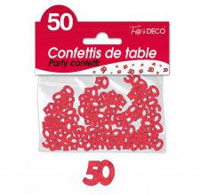 confettis de table 50 ans rouge 