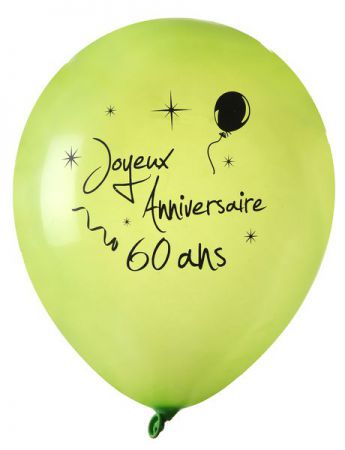 8 ballon anniversaire 60 ans vert 