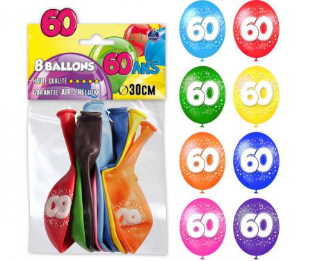 ballon 60 ans multicolore  
