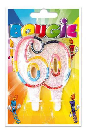 bougie 60 ans multicolore 