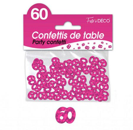 confettis de table 60 ans fuschia 