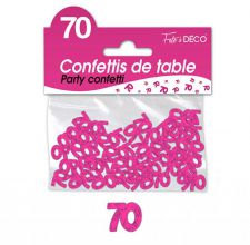 confettis de table 70 ans fuchsia 