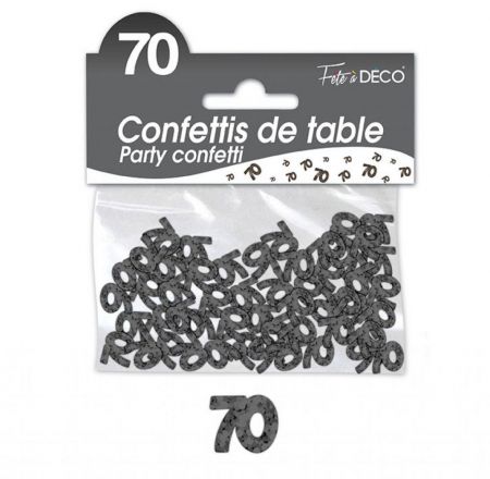 confettis de table 70 ans noir 