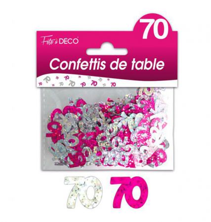 confettis de table 50 ans rose argent 