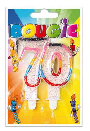 bougie 70 ans multicolore 