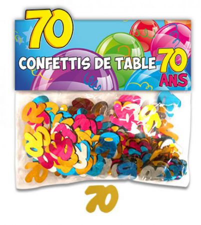confetti de table 70 ans multicolore 
