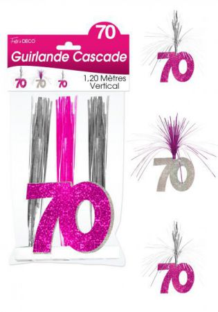 guirlande cascade 70 ans fuchsia 