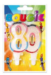 bougie 80 ans multicolore 