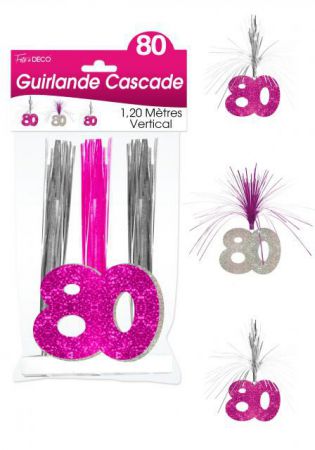 guirlande cascade 80 ans fuchsia 